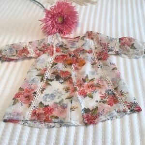Little Lass Girls Floral Crocheted Coverup Kimono Size 12months